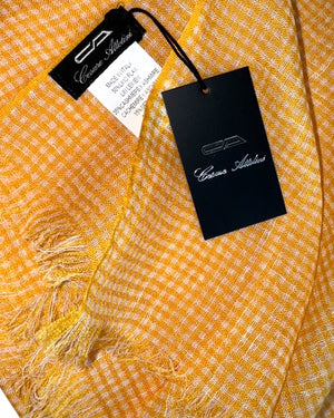 Cesare Attolini Scarf Mini Check - Linen Cashmere Silk