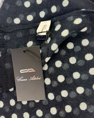 New Attolini Scarf Black White Polka Dots - Cashmere Cotton Shawl