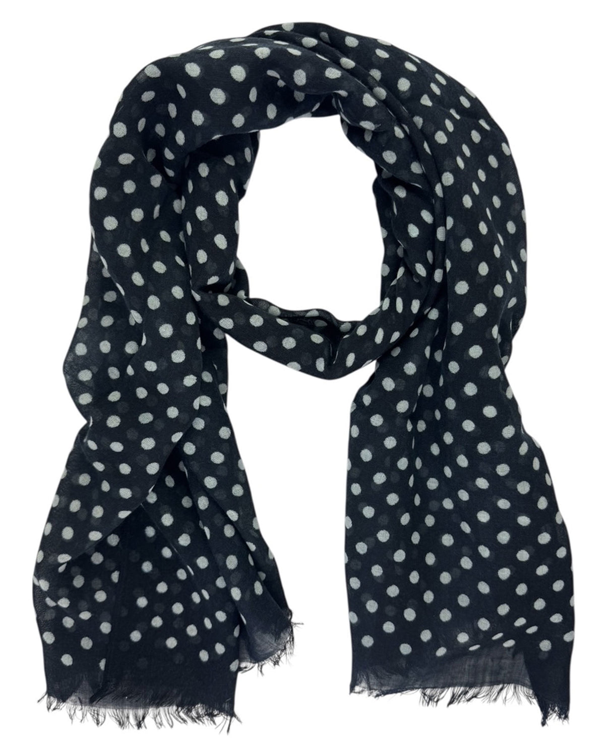 Cesare Attolini Scarf Black White Polka Dots - Wool Shawl