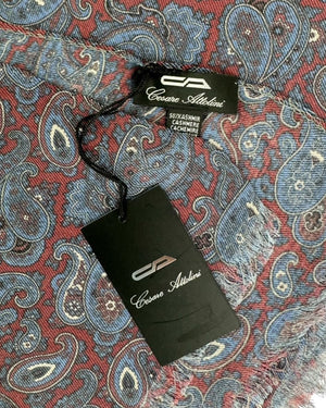 Cesare Attolini Scarf Bordeaux Paisley - Cashmere Cotton Men Shawl