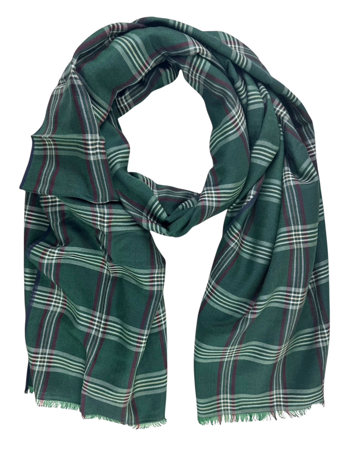 Cesare Attolini Scarf Green Plaid 