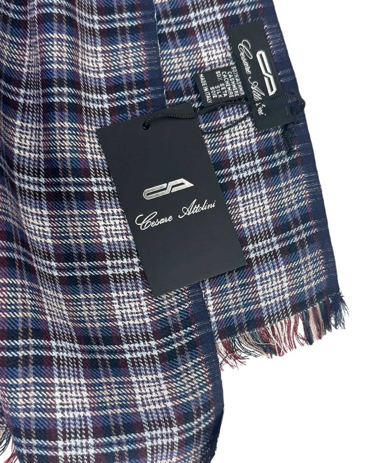 Plaid Check Scarf Cashmere Silk