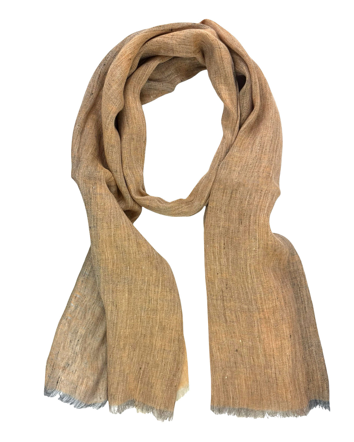 Cesare Attolini Scarf Orange Gray - Linen Cashmere Silk