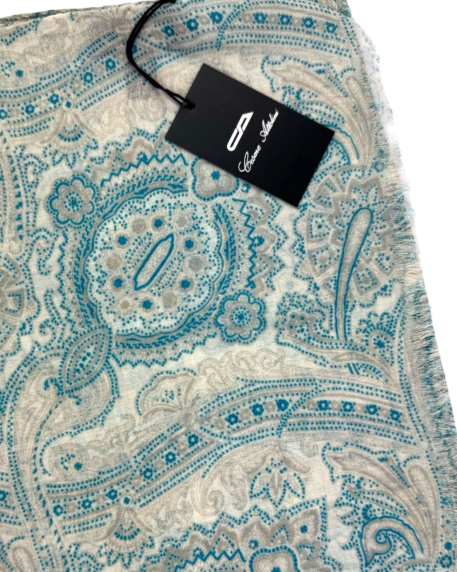 Cesare Attolini Scarf Ornamental Design - Linen Cashmere Silk Shawl