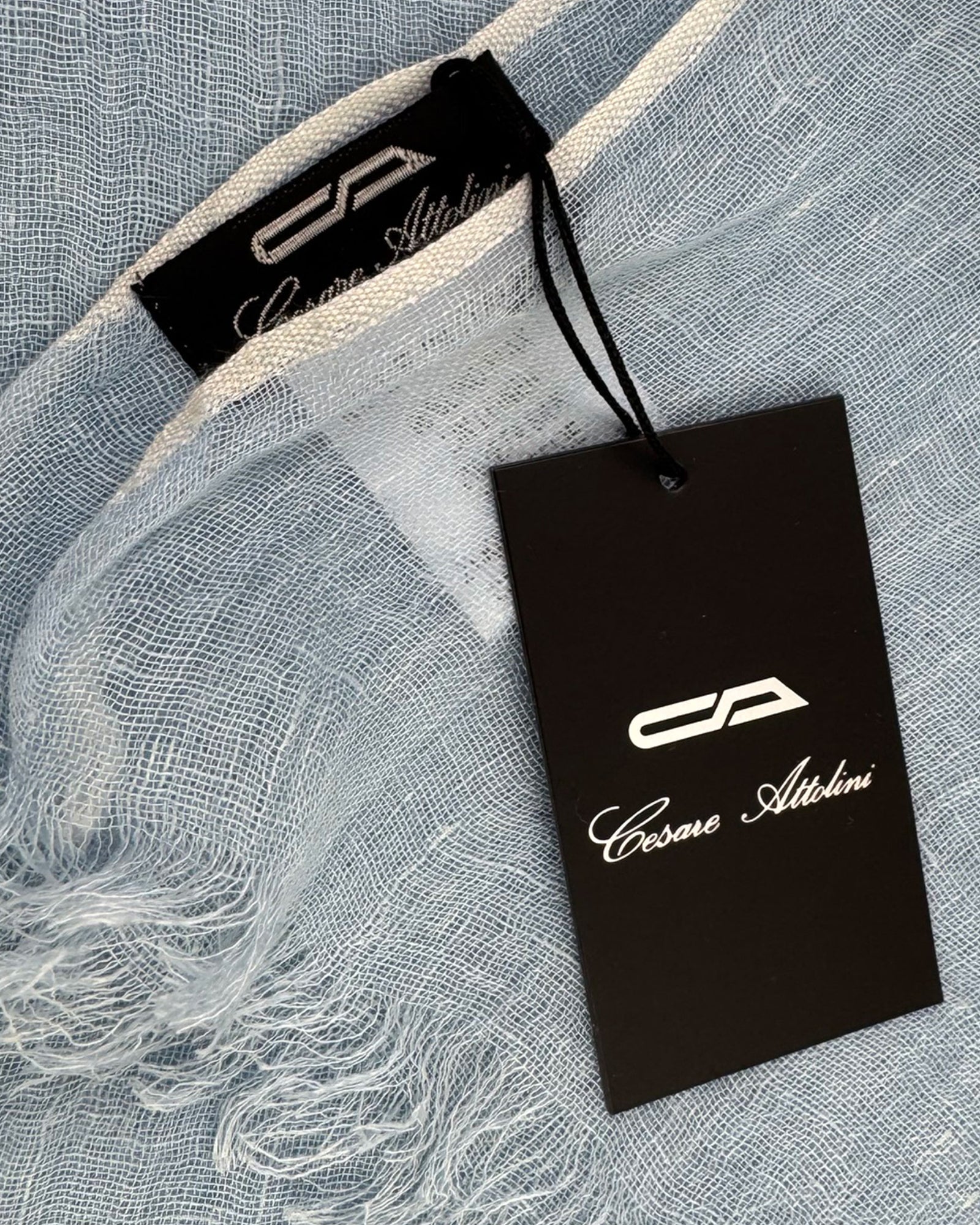 Cesare Attolini Scarf Blue - Linen Silk Cashmere Shawl
