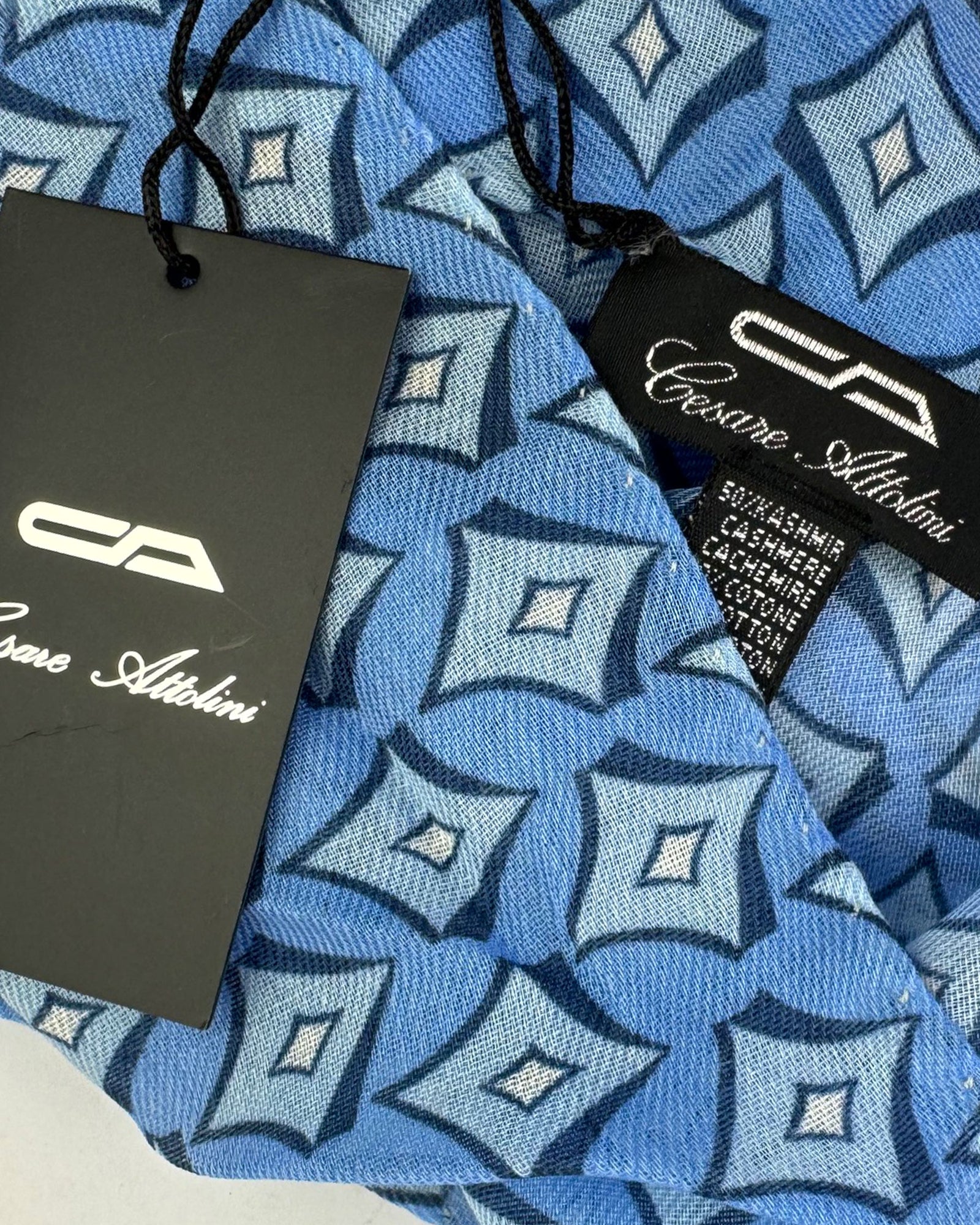 Cesare Attolini Scarf Blue Geometric