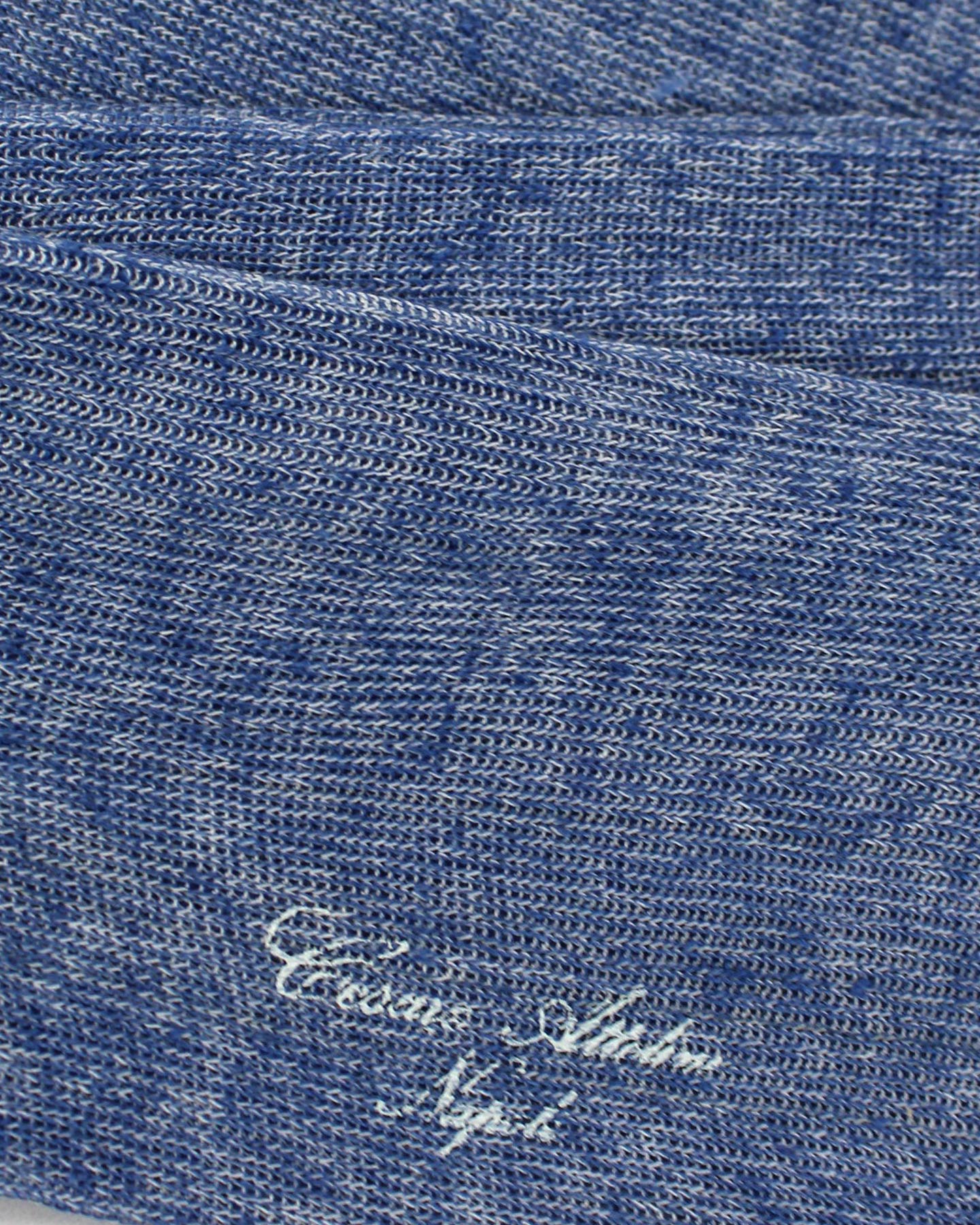 Cesare Attolini Blue Over The Calf Socks Linen Cotton 