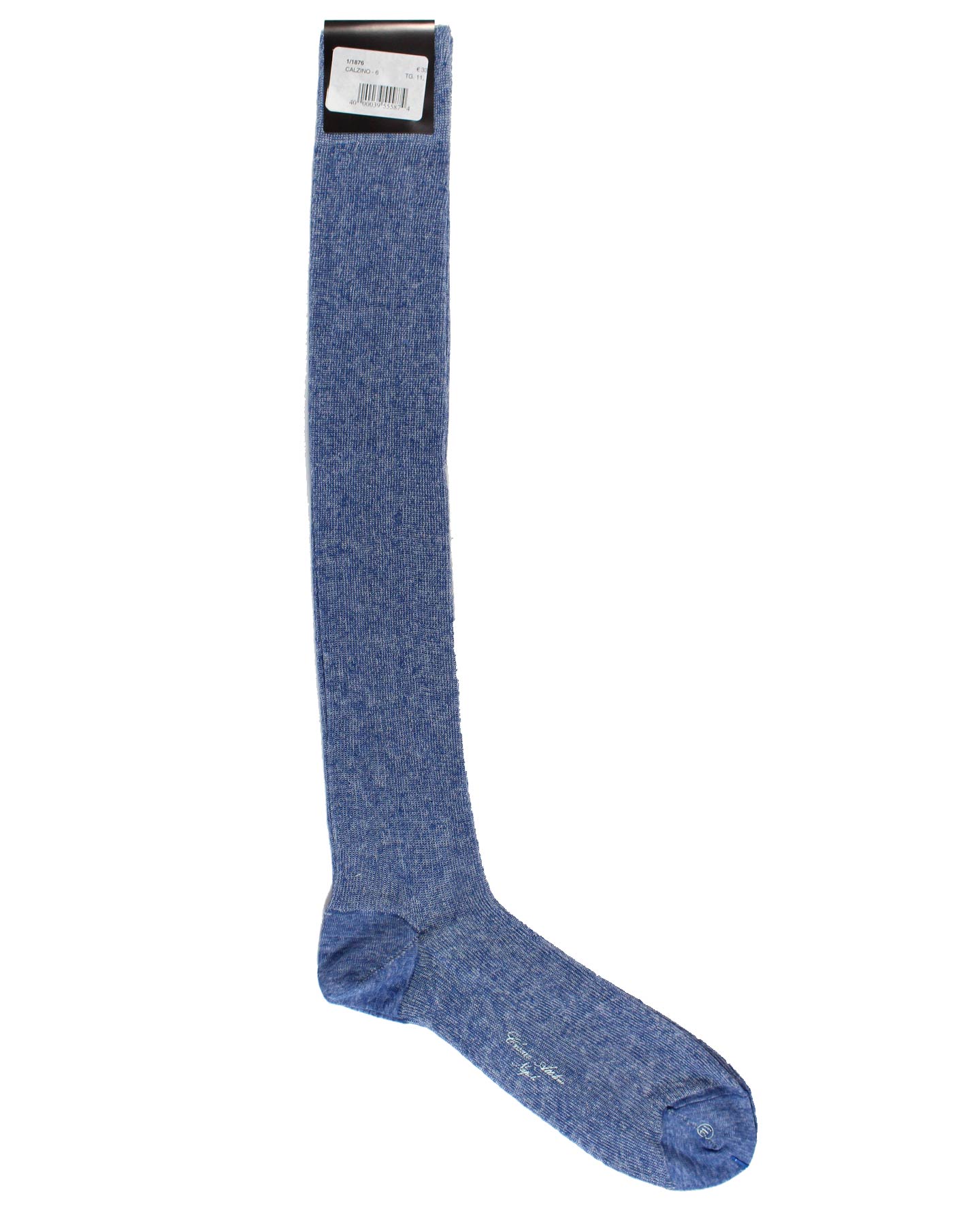 Cesare Attolini Blue Over The Calf Socks Linen Cotton 