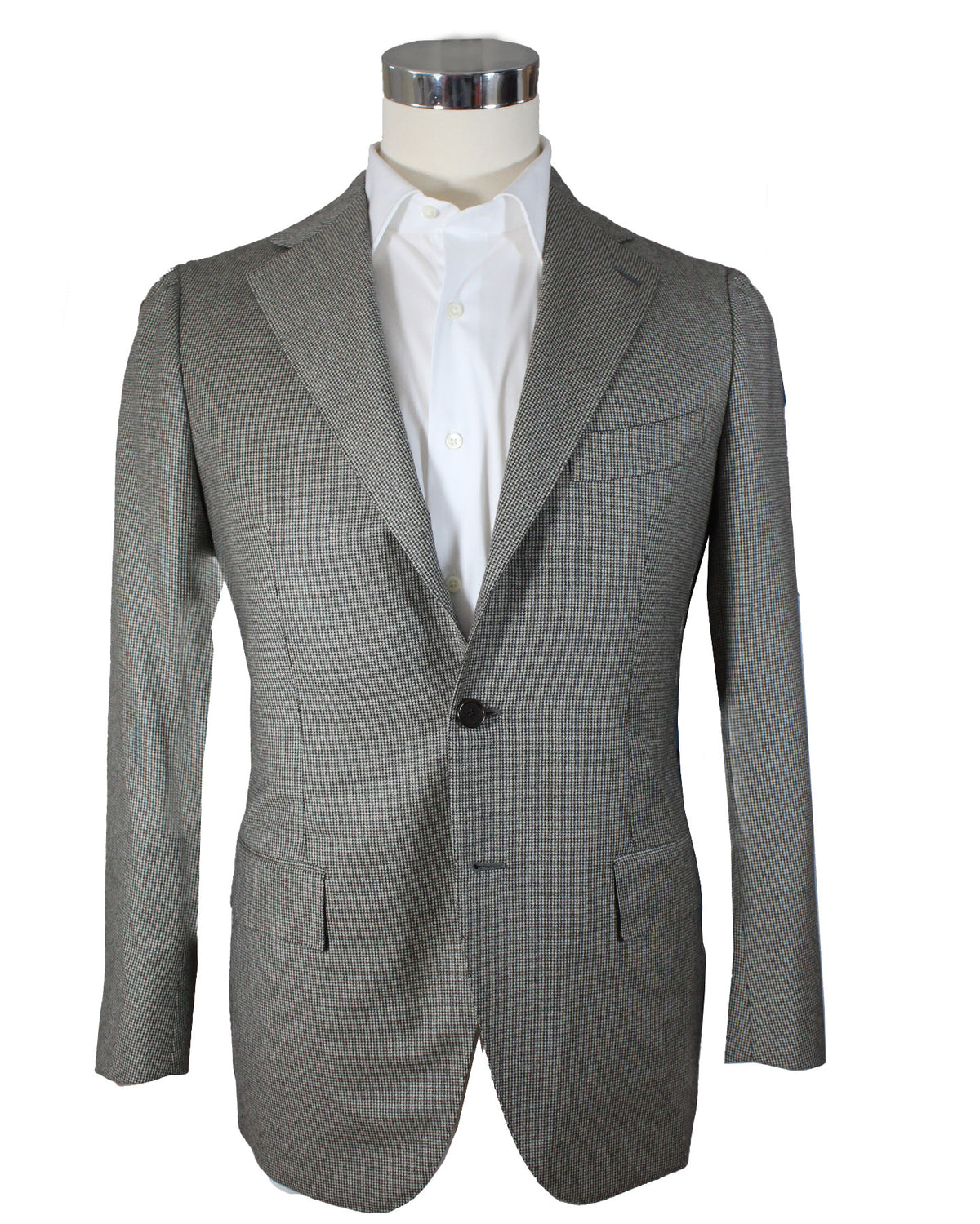 Cesare Attolini Suit Beige Brown Houndstooth Wool EU 54/ US 44 SALE