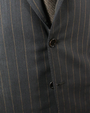 New Cesare Attolini Suit Black Brown Stripes