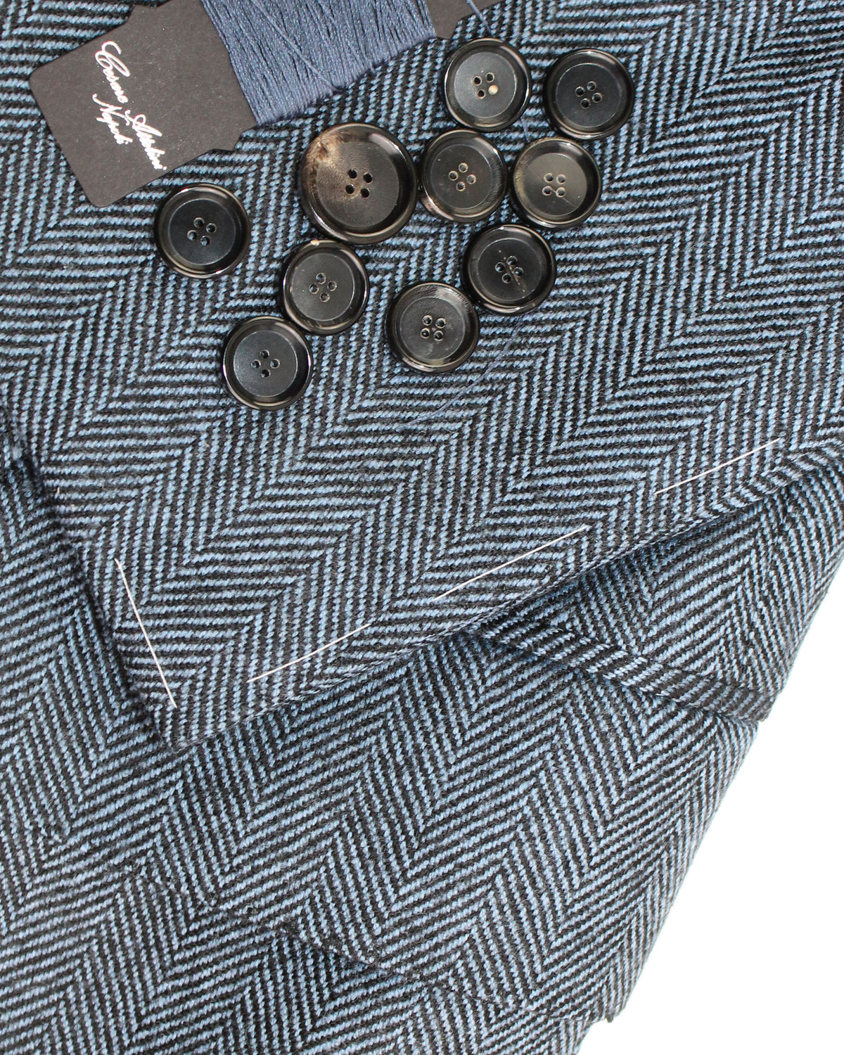 Cesare Attolini Sport Coat Dark Blue Herringbone Cashmere EU 54/ US 44