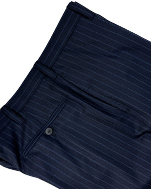 Cesare Attolini Suit Double Breasted Midnight Blue Gray Stripes Peak Lapel EU 50/ US40