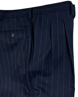 Cesare Attolini Suit Midnight Blue Gray Stripes Pants