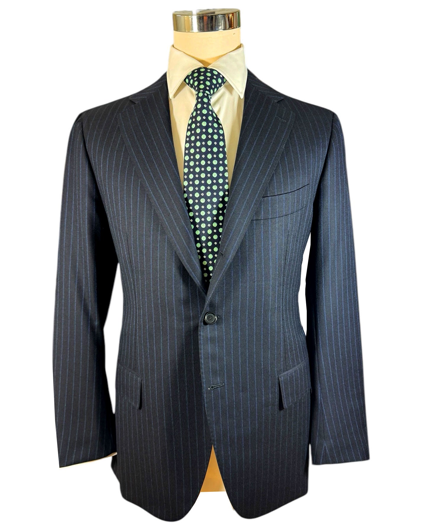 Cesare Attolini Suit Gray Blue Stripes 