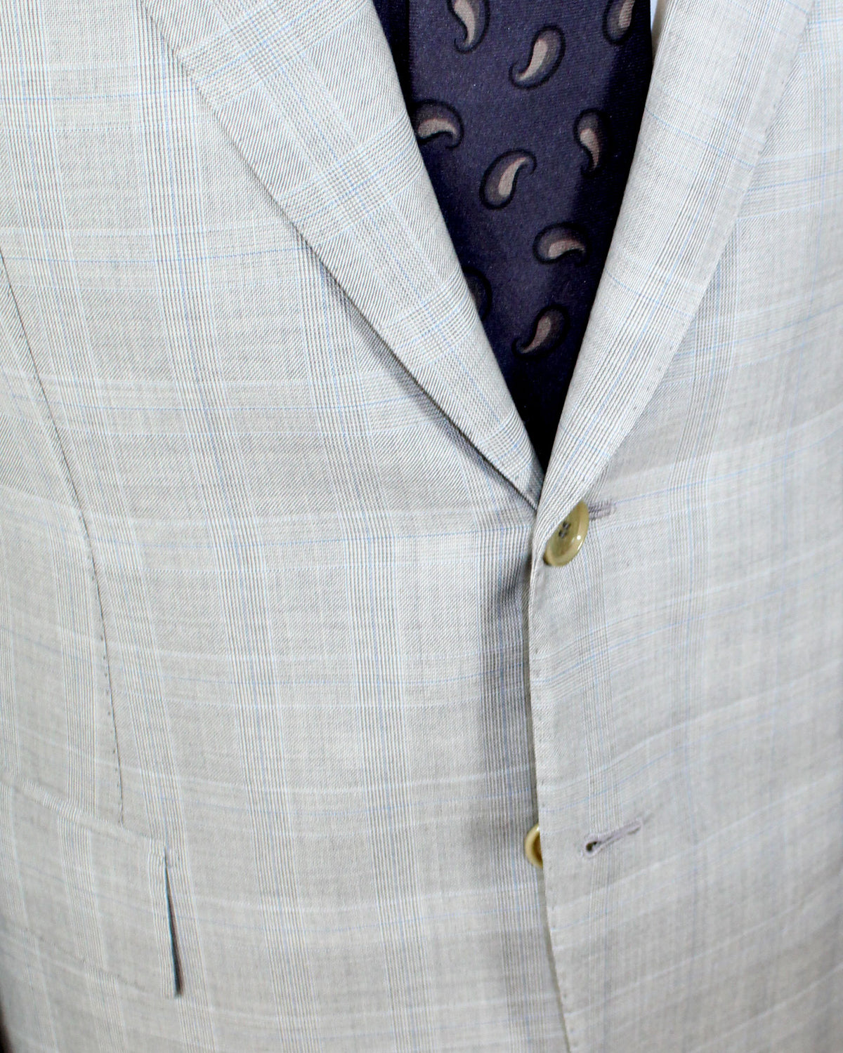 Cesare Attolini Wool Suit Light Gray Plaid Check EU 50/ US 40