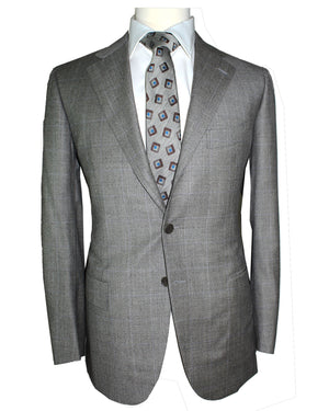 Cesare Attolini Wool Suit Gray Windowpane Design EU 50/ US 40