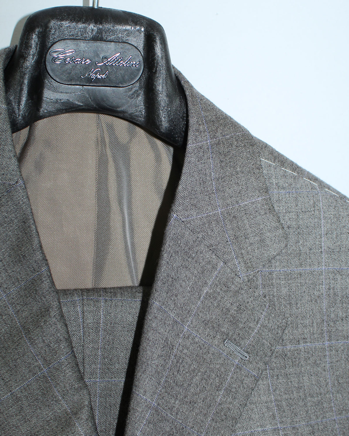Cesare Attolini Wool Suit Gray Windowpane Design EU 50/ US 40