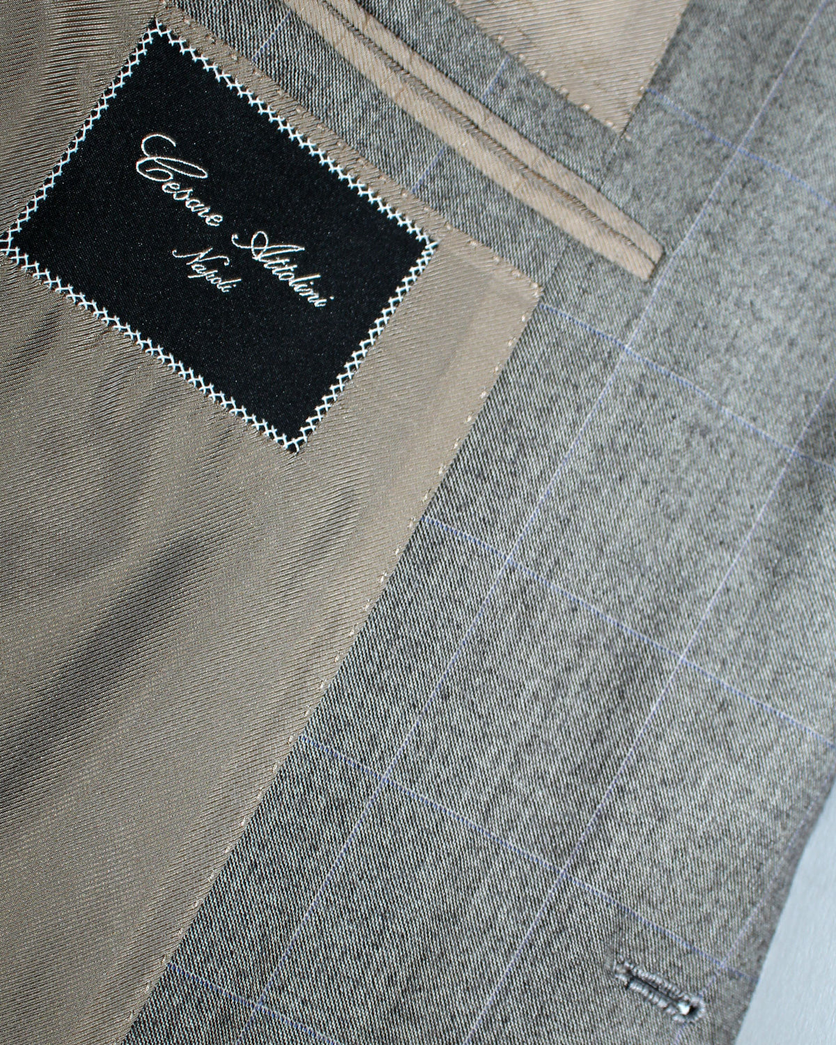 Cesare Attolini Wool Suit Gray Windowpane Design EU 50/ US 40