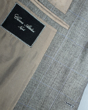 Cesare Attolini Wool Suit Gray Windowpane Design EU 50/ US 40