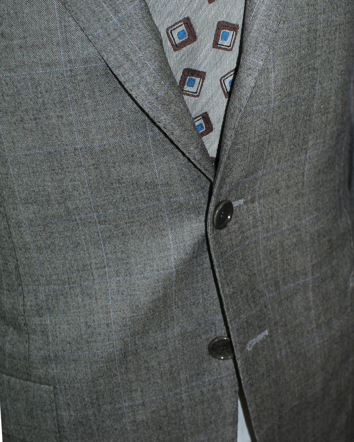 Cesare Attolini Wool Suit Gray Windowpane Design EU 50/ US 40