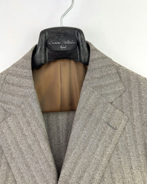 Cesare Attolini Wool Suit Gray Stripes EU 54/ US 44