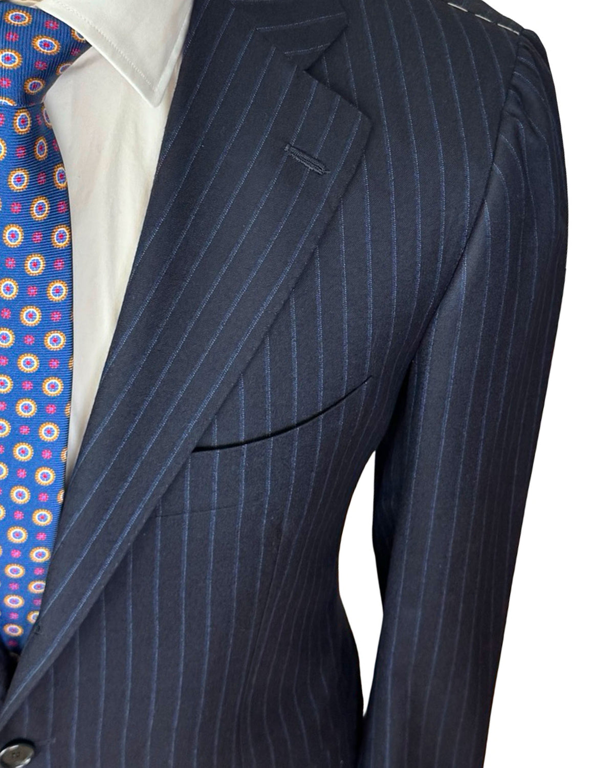Lapel Cesare Attolini Suit Navy Stripes