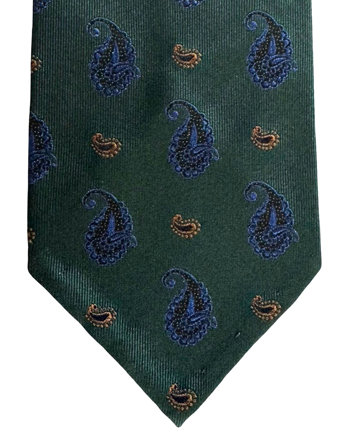 Cesare Attolini Unlined Tie Dark Green Paisley