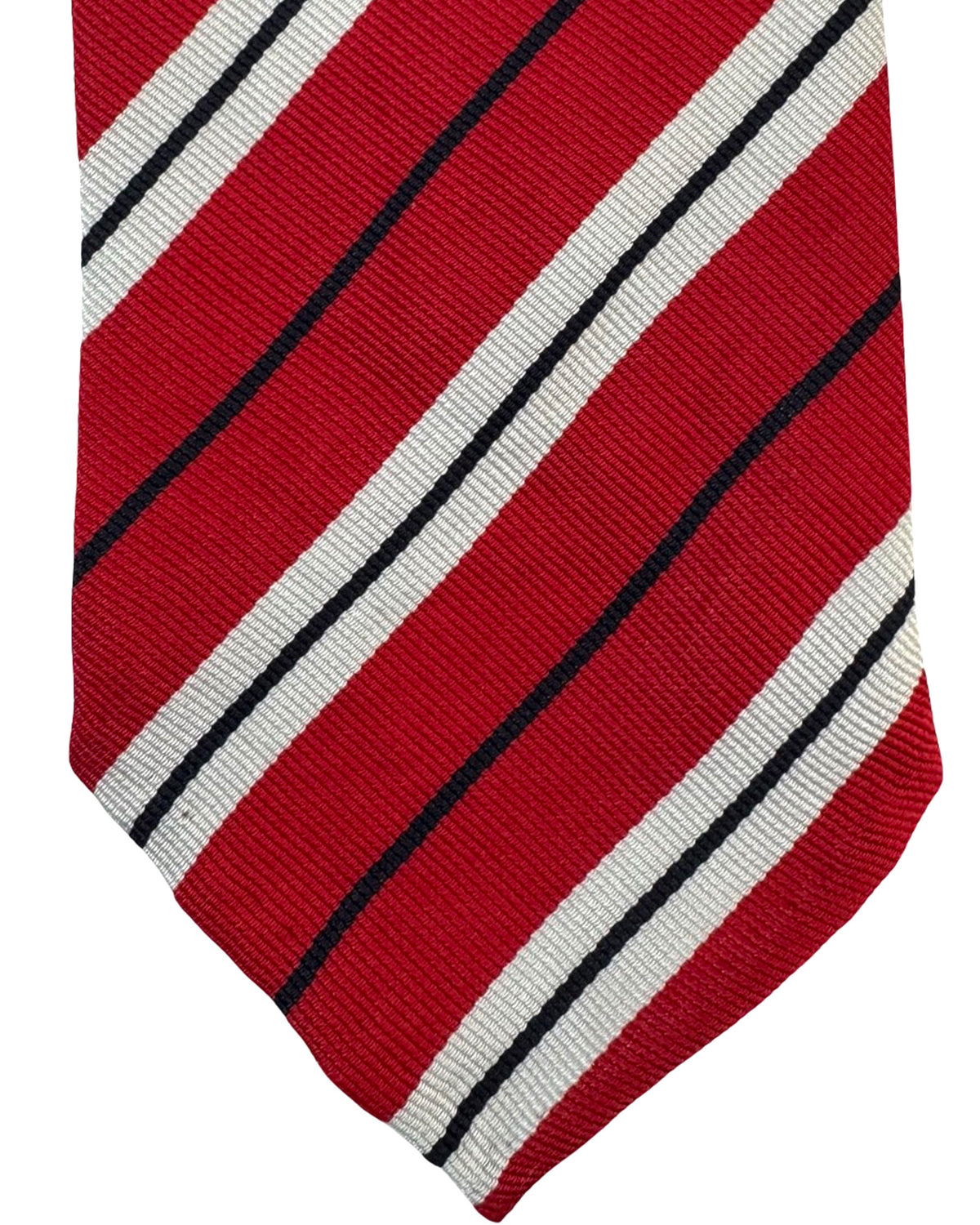 Cesare Attolini Unlined Tie Red Regimental Stripes