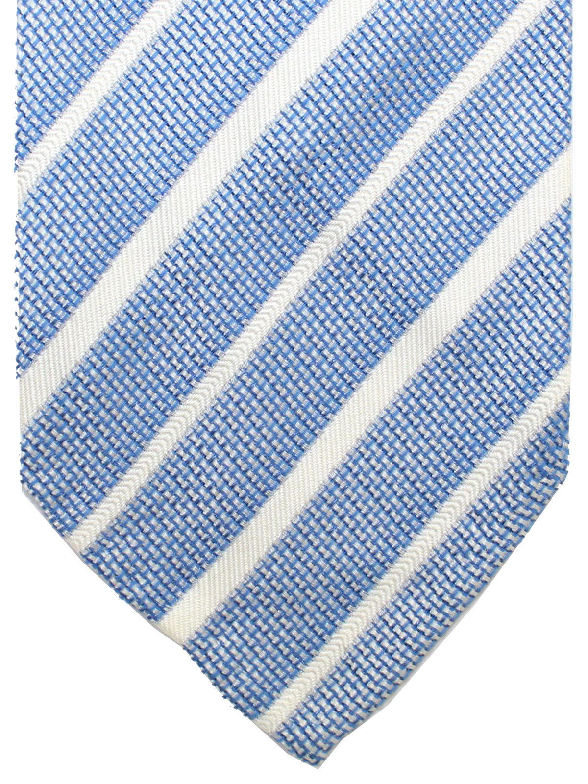 Cesare Attolini Unlined Tie Blue White Silver Stripes