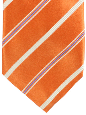 Cesare Attolini Silk Tie Orange Stripes