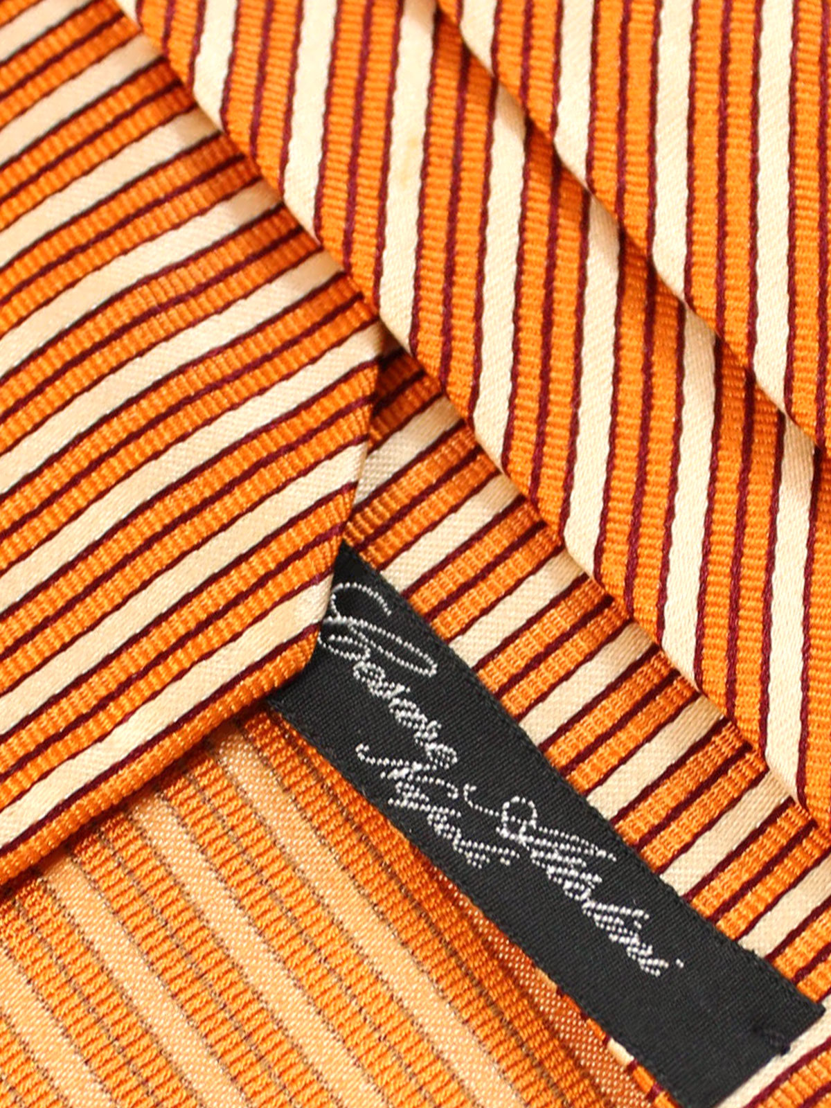 Cesare Attolini Unlined Tie Orange Stripes