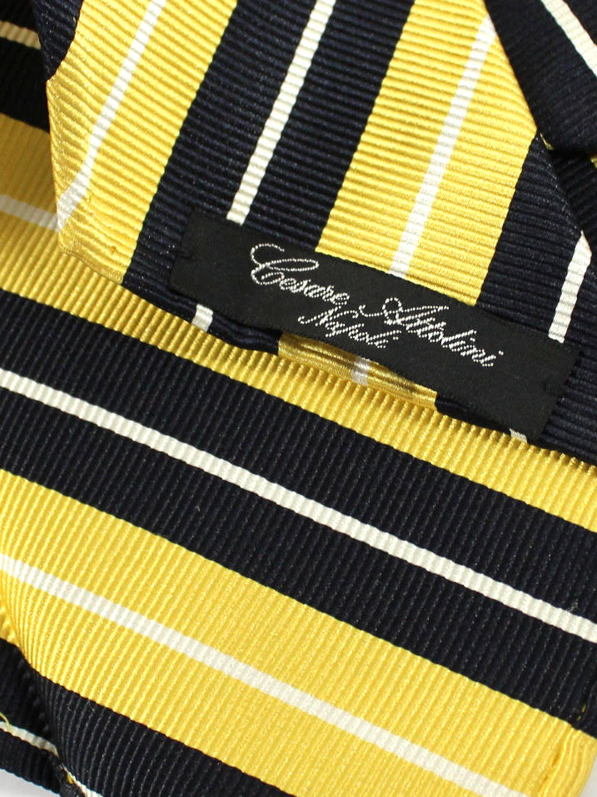Attolini Silk Tie Yellow Black Stripes