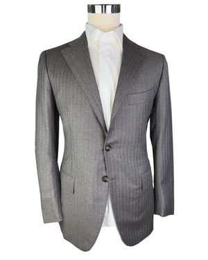 New Cesare Attolini Wool Suit Gray Taupe 