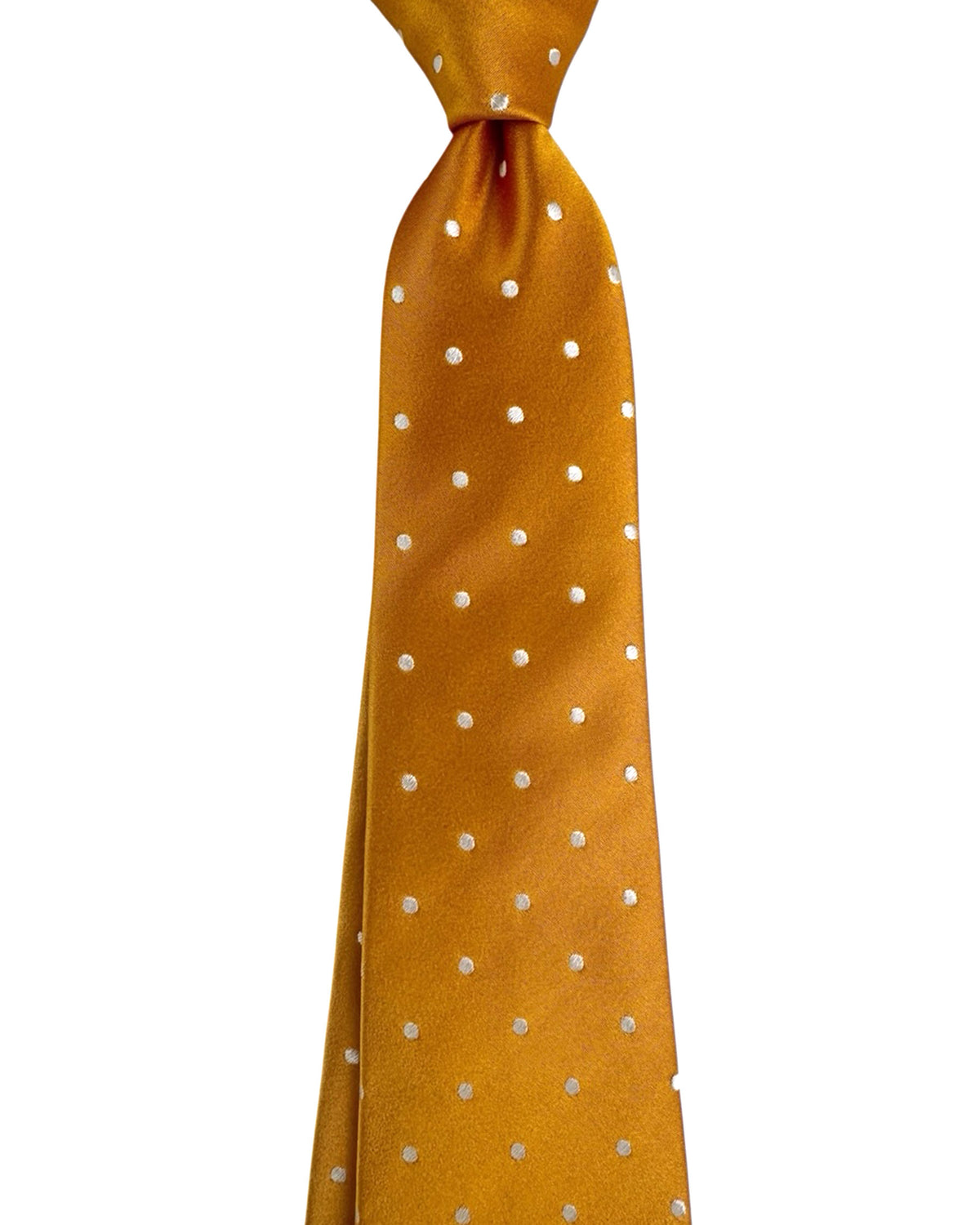 Cesare Attolini Silk Necktie Orange Polka Dots