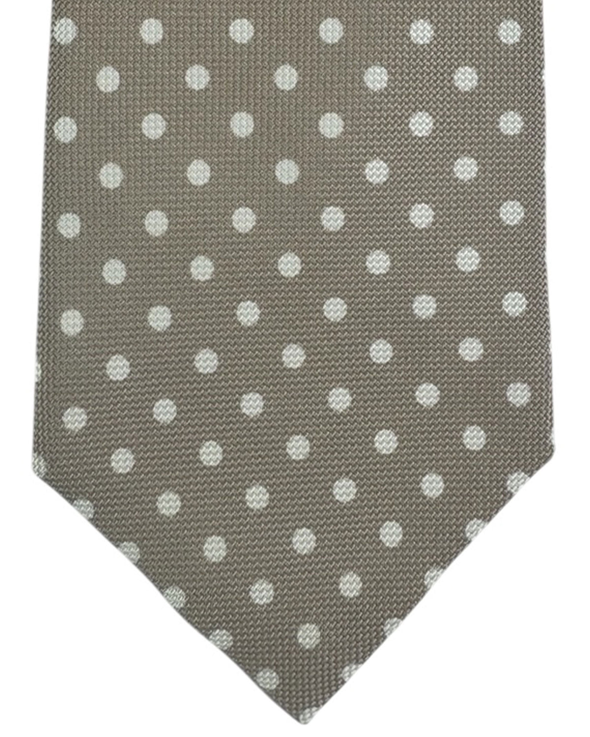 Cesare Attolini Silk Tie Taupe Dots