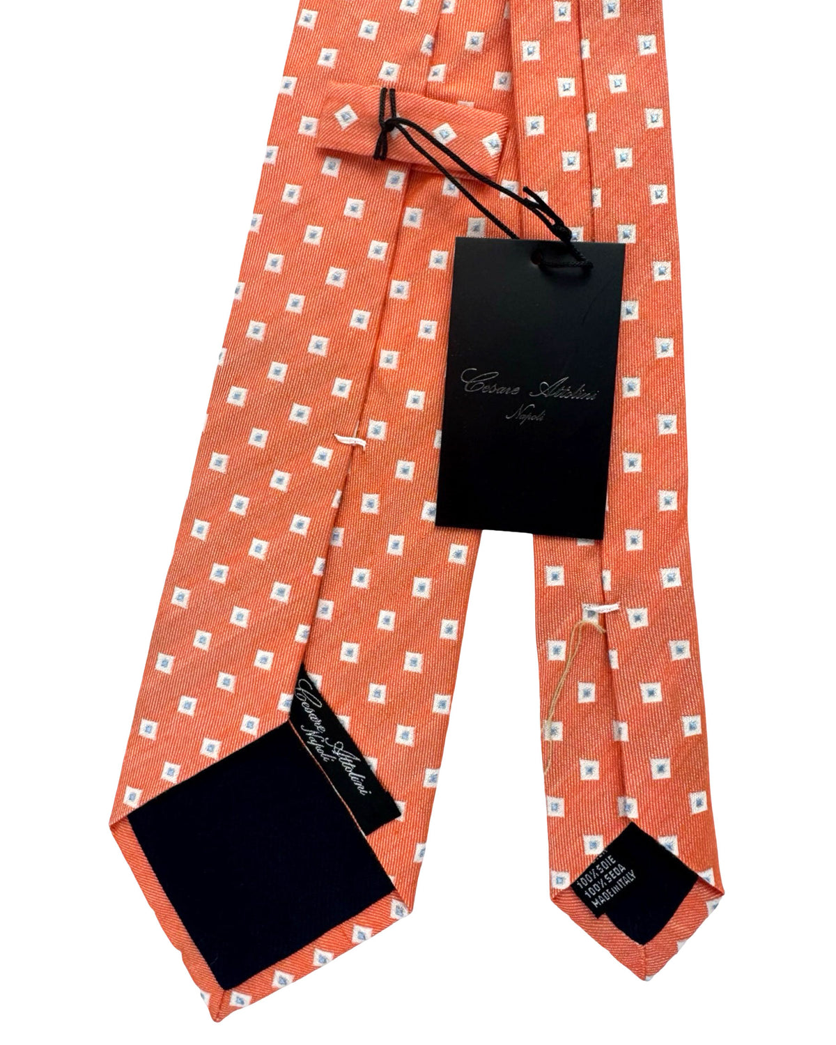 Cesare Attolini Tie Peach Mini Squares