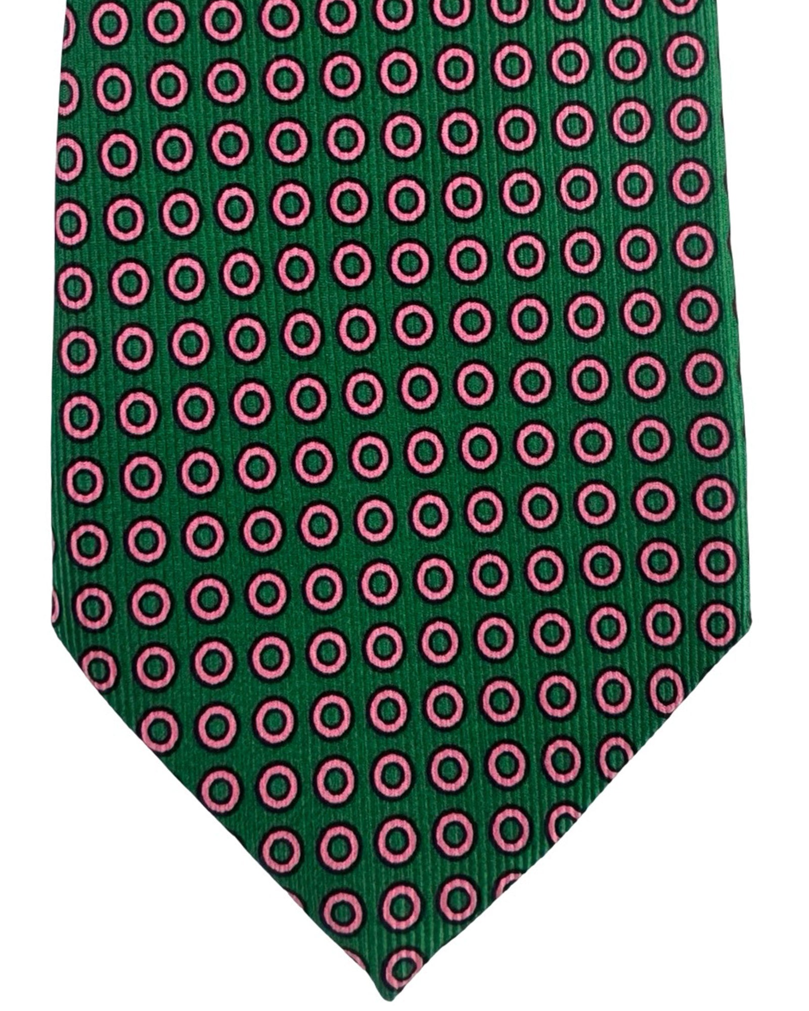 Cesare Attolini Silk ties Green Pink Mini - Sartorial