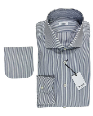 Barba Dress Shirt White Navy Stripes 43 - 17 Modern Fit