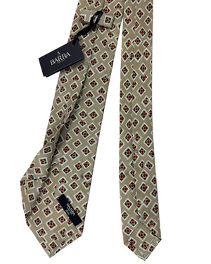 Barba Sevenfold Tie Beige Red Design - Sartorial