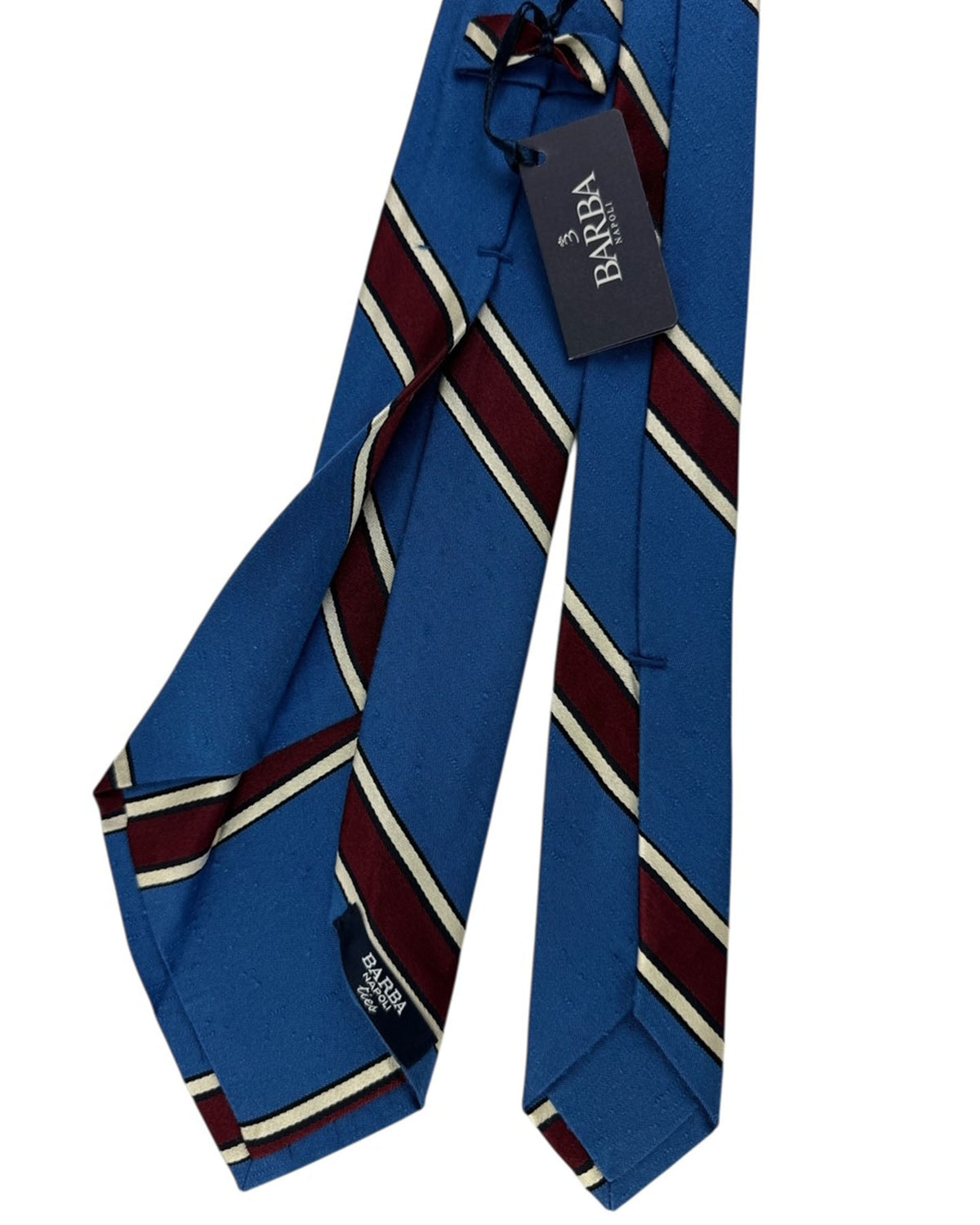 Barba Sevenfold Tie Blue with Marron Stripes