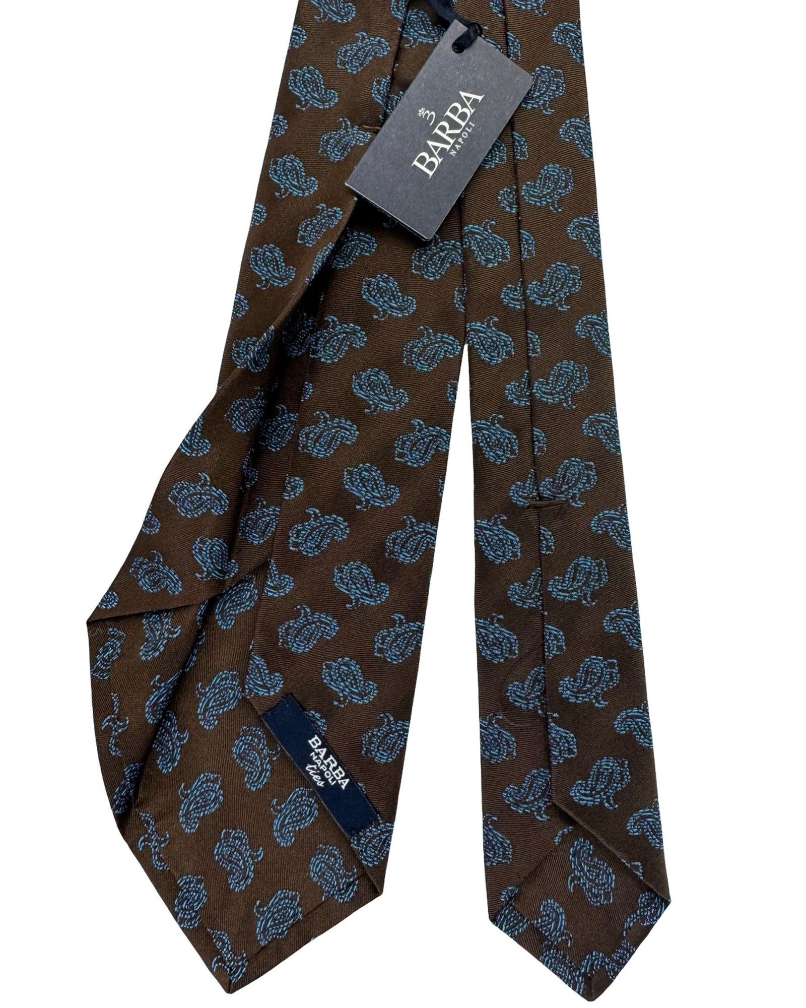 Barba Tie Brown Aqua Paisley Medallion