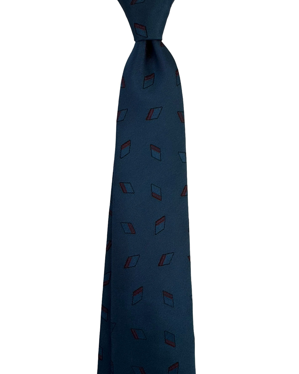 Barba Sevenfold Tie Geometric Teal Brown Diamonds