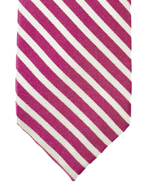 Barba Sevenfold Tie Hot Pink White Stripes Design - Sartorial Neckwear