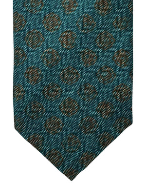 Barba Sevenfold Tie Ocean Blue Brown Polka Dots Design - Sartorial Neckwear