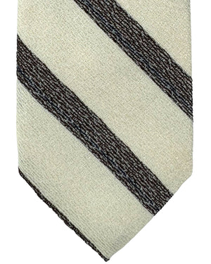 Barba Sevenfold Tie White Brown Gray Stripes Design - Sartorial Neckwear