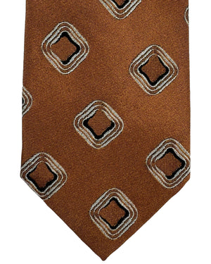 Barba Sevenfold Tie Copper Geometric Design - Sartorial Neckwear