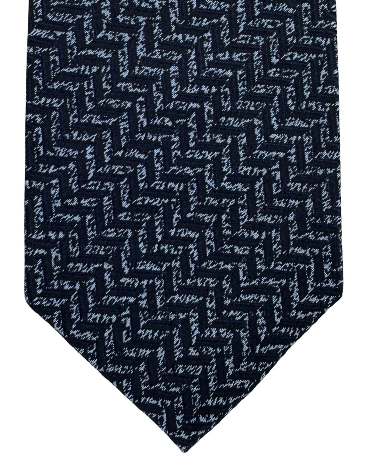 Battisti Sevenfold Tie Dark Blue Herringbone - Sartorial