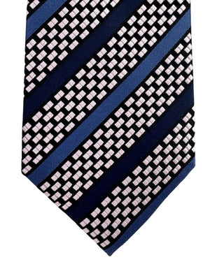 Battisti Sevenfold Tie Midnight Blue Textured Stripes