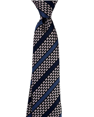 Battisti Sevenfold Tie Midnight Blue Textured Stripes