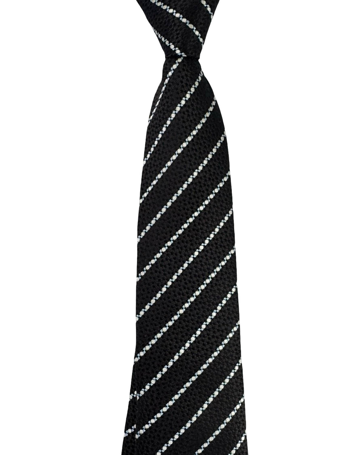 Battisti Sevenfold Tie Dark Brown White Dotted Stripes